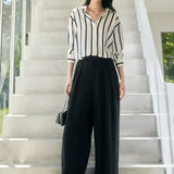Silk Fabric Striped Blouse