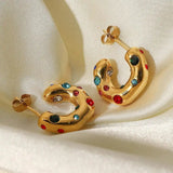 Brilliant Gold Zircon Circle Earrings