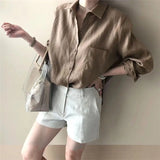 Linen Shirt with Open Collar