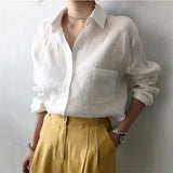 Linen Shirt with Open Collar