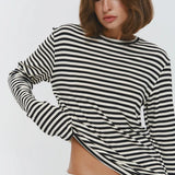 Linen Striped Long-Sleeve Top