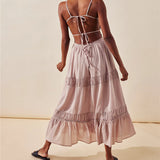 Maxi Dress with Cuts and Pleats