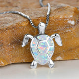 Pendant Necklace Turtle in Green Fire Opal Vintage