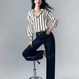 Silk Fabric Striped Blouse