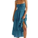 Maxi Dress with Cuts and Pleats