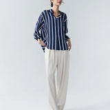 Silk Fabric Striped Blouse