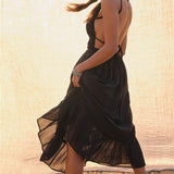 Maxi Dress with Cuts and Pleats