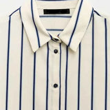 European Striped Shirt with Buttons