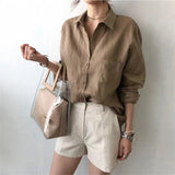 Linen Shirt with Open Collar