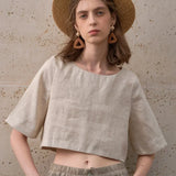 Boxy Linen Crop Top