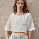 Boxy Linen Crop Top