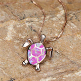 Pendant Necklace Turtle in Green Fire Opal Vintage