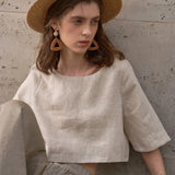Boxy Linen Crop Top