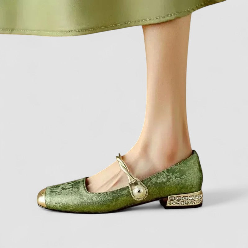 Mestelle – Leather Mary Jane Shoes with Pearls