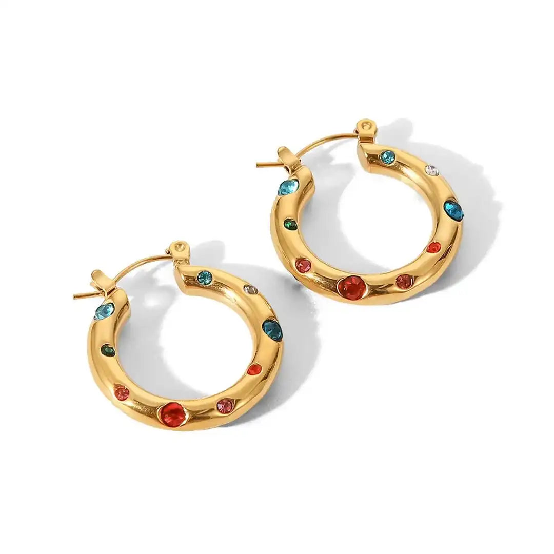 Brilliant Gold Zircon Circle Earrings