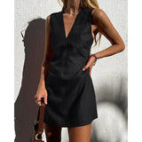 Mini dress with V-neckline for women