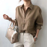 Linen Shirt with Open Collar