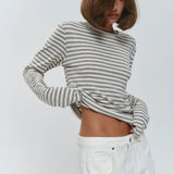Linen Striped Long-Sleeve Top