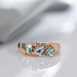Romantic Rose Gold Ring with Blue Zircon