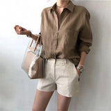 Linen Shirt with Open Collar