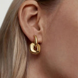 Minimalist Two-Tone Gold Oval Earrings