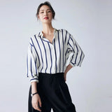 Silk Fabric Striped Blouse