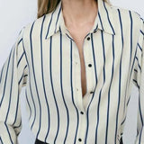 European Striped Shirt with Buttons