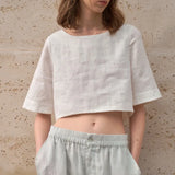 Boxy Linen Crop Top