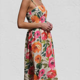 Isadora Maxi Dress with Open Back and Flowers for Women