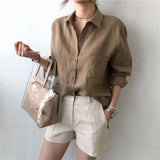 Linen Shirt with Open Collar