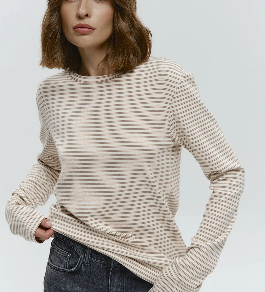 Linen Striped Long-Sleeve Top