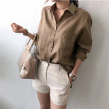 Linen Shirt with Open Collar