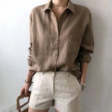 Linen Shirt with Open Collar