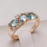 Romantic Rose Gold Ring with Blue Zircon