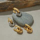 Minimalist Two-Tone Gold Oval Earrings