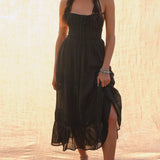 Maxi Dress with Cuts and Pleats