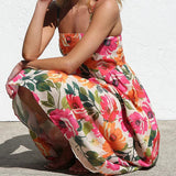 Isadora Maxi Dress with Open Back and Flowers for Women