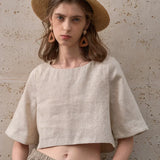 Boxy Linen Crop Top