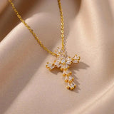 Eternal Silver Cross Necklace with Zirconia