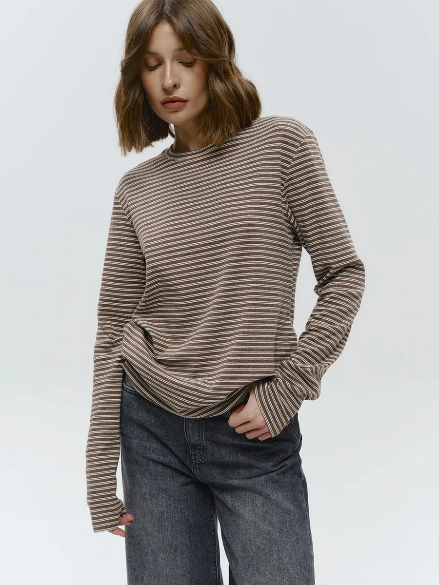 Linen Striped Long-Sleeve Top