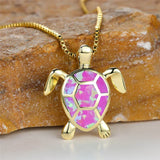 Pendant Necklace Turtle in Green Fire Opal Vintage