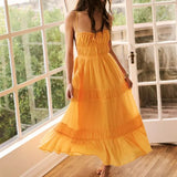 Maxi Dress with Cuts and Pleats