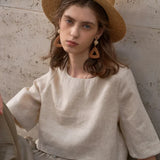Boxy Linen Crop Top
