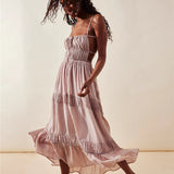 Maxi Dress with Cuts and Pleats