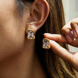 Eternal Gold Square Zircon Earrings