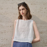 Asymmetrical Linen Crop Top