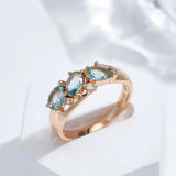 Romantic Rose Gold Ring with Blue Zircon