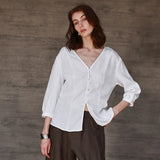 Linen V-Neck T-Shirt