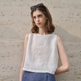 Asymmetrical Linen Crop Top