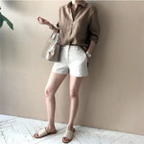 Linen Shirt with Open Collar